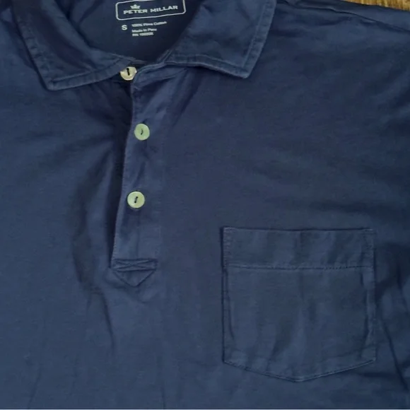 Peter Millar Polo Shirt Mens Pima Cotton Pocket Golf Short Sleeve Navy Small S - Picture 2 of 4